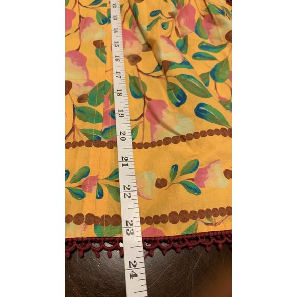 Farm Rio S Mini Cashew V-Neck Boho Casual Blouse Vibrant Lightweight Cotton - Picture 7 of 9